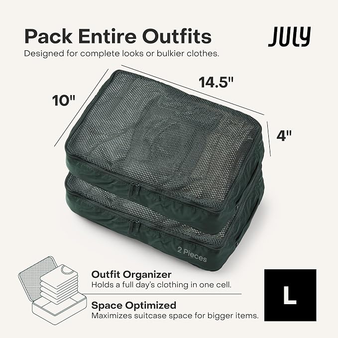 July Packing Cells - 4 Set Packing Cubes Luggage Organizer Bags (S, M, 2 x L), Must-Have Suitcase Organizer for Travel, Road Trip & Camping Accessories, Stain-proof, Washable, 3 Sizes - Forest - Image 5