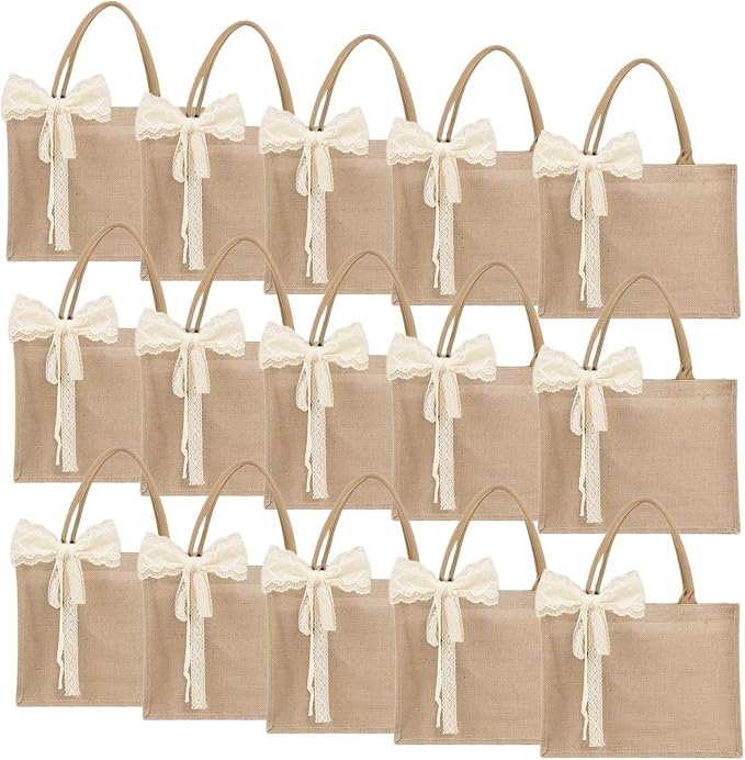 Burlap Tote Bag Set with Ribbon, Reusable Blank Water Resistant Grocery Bags by Unknown