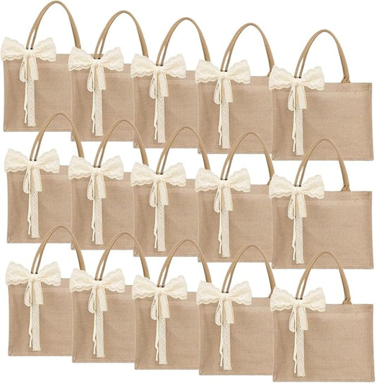 Burlap Tote Bag Set with Ribbon, Reusable Blank Water Resistant Grocery Bags by Unknown