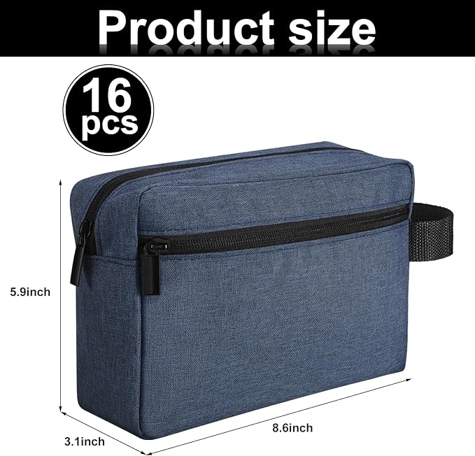 Paterr 16 Pcs Travel Toiletry Bag for Women Men Large Water Resistant Shaving Bag Hanging Cosmetic Bag with Handle and Divider Storage Travel Pouch Case (Dark Blue) - Image 3