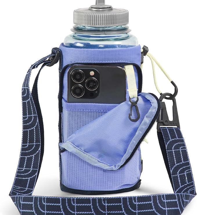 The North Face Borealis Water Bottle Holder - Adjustable Strap, Water-Repellent Finish, External Pocket with Key Hook, Periwinkle Glow/Summit Navy/Lemon Mist, One Size | Adjustable Strap, Water-Repellent Finish, External Pocket - Image 2