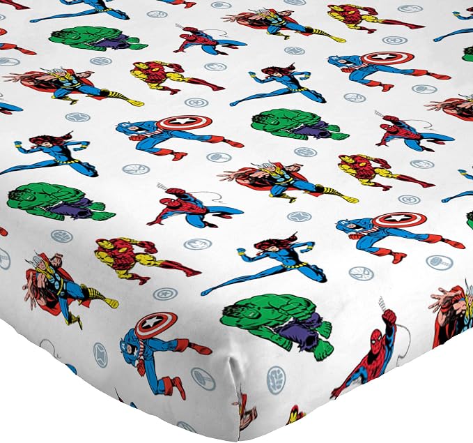Jay Franco Kids Sheet Set with Fitted, Flat Sheets & Pillow Cover - Ultra-Soft Bedding with Pillowcase for Room Decor, White - Avengers, 4 Piece Full - Image 5