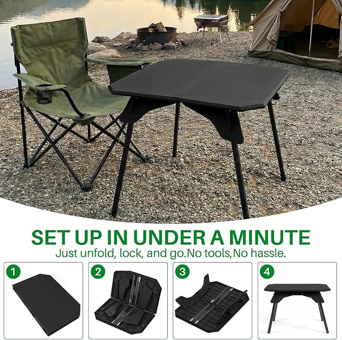 TOPCHANCES Folding Camping Table, Ultralight Aluminum Portable Table with Adjustable Height, 2-in-1 Carry Bag for Outdoor Picnic, Travel, Beach, BBQ & Festival (Black) - Image 4