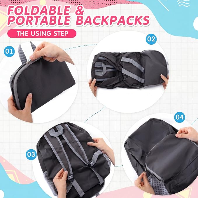 60 Pcs Bulk Backpacks Water Bottle Pencil Pouch Supplies, Backpack Donate Set, Lightweight Book Bags for Outdoor Travel(Square Bottle, Black) - Image 6