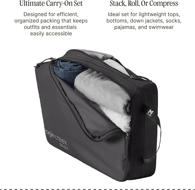 Eagle Creek Pack-It Isolate Carry-On Set - Compact Compression Cube Set for Optimizing Luggage Space - Convenient Top Handle - Internal Storage Divider - Water-Resistant - Washable - Black - Image 4