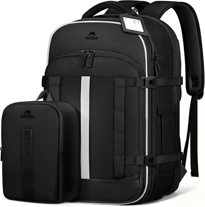 MATEIN HER 40L Travel Backpack with Shoe Compartment, TSA Personal Item Bag | Waterproof, for Spirit Airlines, Fit 17" Laptop, 18x14x8 Inches, Underseat Backpack, Weekender Overnight Bags, 2 Pcs Set - Image 9