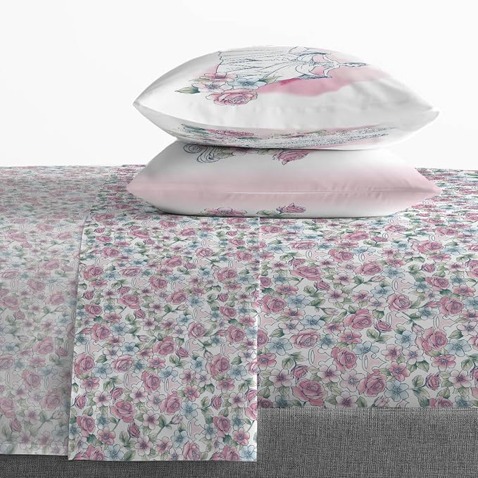 Jay Franco Kids Sheet Set Includes Sheets and Pillow Cover - 100% Microfiber Bedding and Room Decor, Pink - Disney Princess, 4 Piece Queen - Image 6