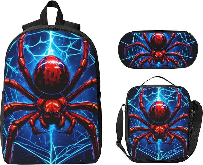 Halloween Kids School Backpack Set with Lunch Bag & Pencil Case 17 Inch Large Capacity School Bag Bookbag for Boys Girls - Image 8