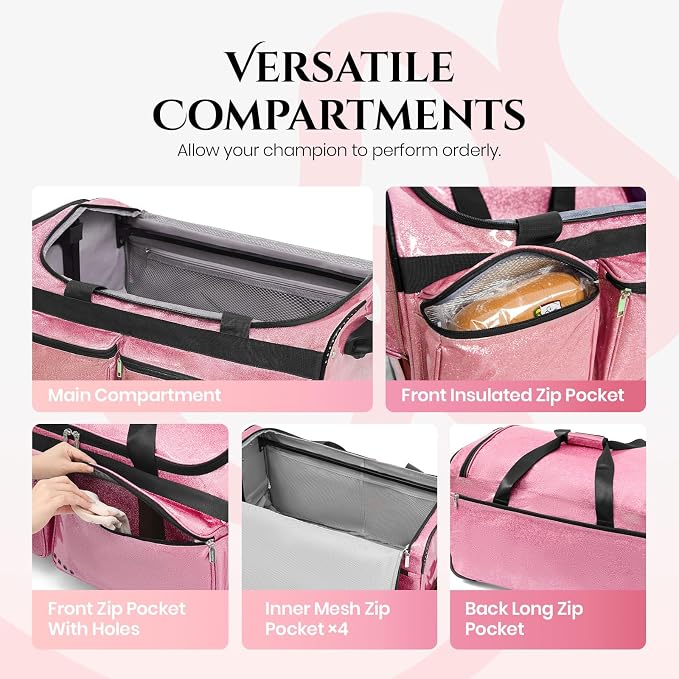 Fanwoli 23" Dance Bag with Garment Rack | Glittering Waterproof Fabric & Upgraded Stable System | Shine-Bright Collection | Ideal Competition Duffle Bag for Dancer Athlete Cheerleader Little Princess - Image 5