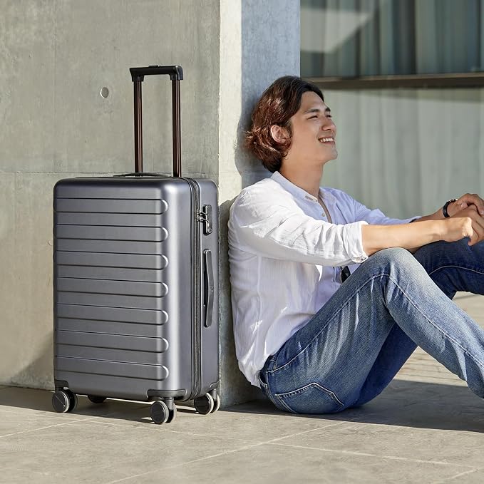 NINETYGO Medium Checked Luggage 26 Inch, Checking In Luggage with Smooth Spinner Wheels, Lightweight, Hard Shell PC Suitcase, Lightweight Travel Luggage, TSA Approved (Grey, Rhine Basic) - Image 4