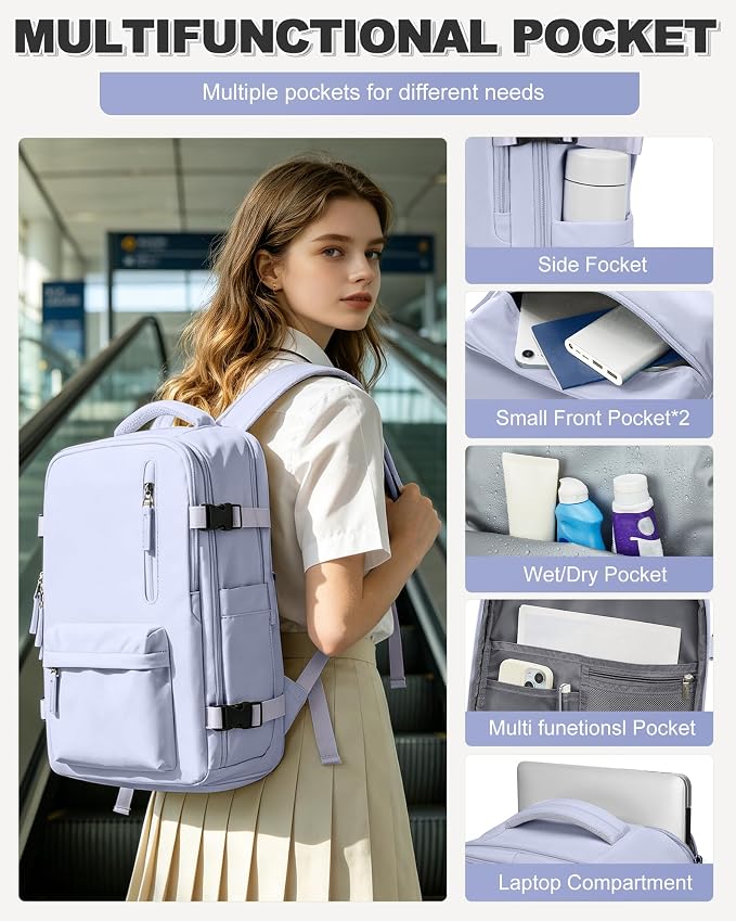 VGCUB Vacuum Backpack Travel with Pump, Vacuum Seal Compression Bags Laptop Backpack Personal Item - Image 8