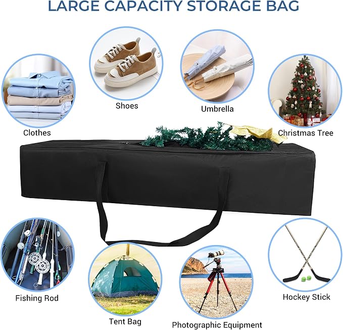 COOLBEBE 45 Inch Tripod Carrying Case - 45x7x7 Inch Storage Bag for Light Stands, Fishing Rods, Tent Poles, and Camera Gear, Water Resistant, Black - Image 3