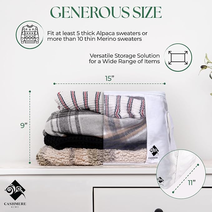 Cashmere Sweater Storage Bags | with Moth Protection Cedar | Breathable & Washable Cotton Bag | Suitable For Sweaters, Merino Wool, Scarves and more - Image 4