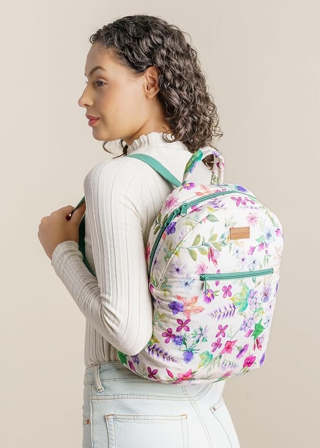 Maison d' Hermine Backpack for Women Men Cotton Shoulder Multipurpose Rucksack with Small Pouch Lightweight Multi Pocket Bag for Travel Work Beach Perfect for Spring Summer (Chardon) - Image 9