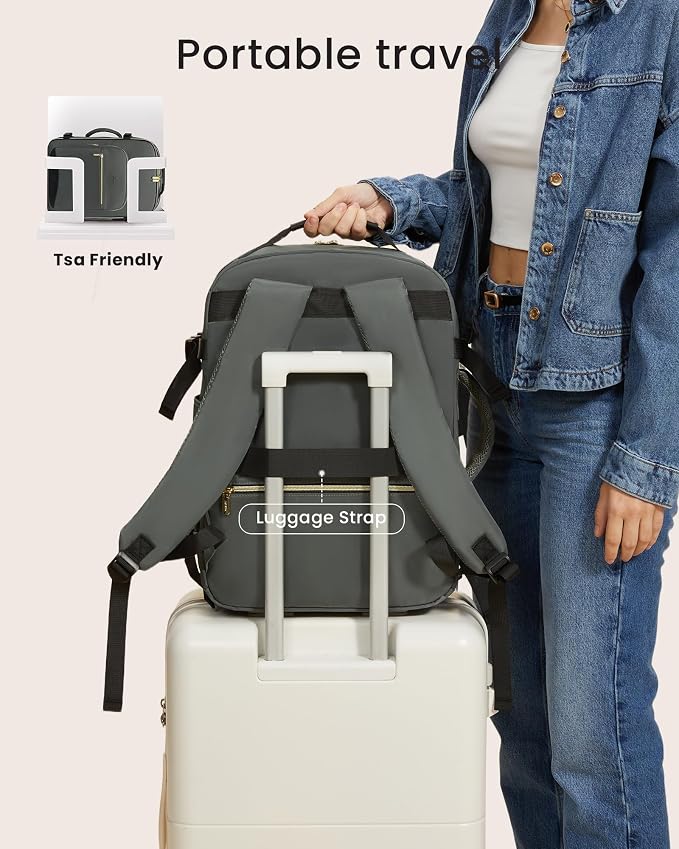 LOVEVOOK 40L Large Travel Backpack for Women, Carry on Backpack Airline Approved, Waterproof Travel Essentials fits 18" Laptop, TSA Personal Item Travels Bag Sports Backpack with 3 Packing Cubes - Image 5