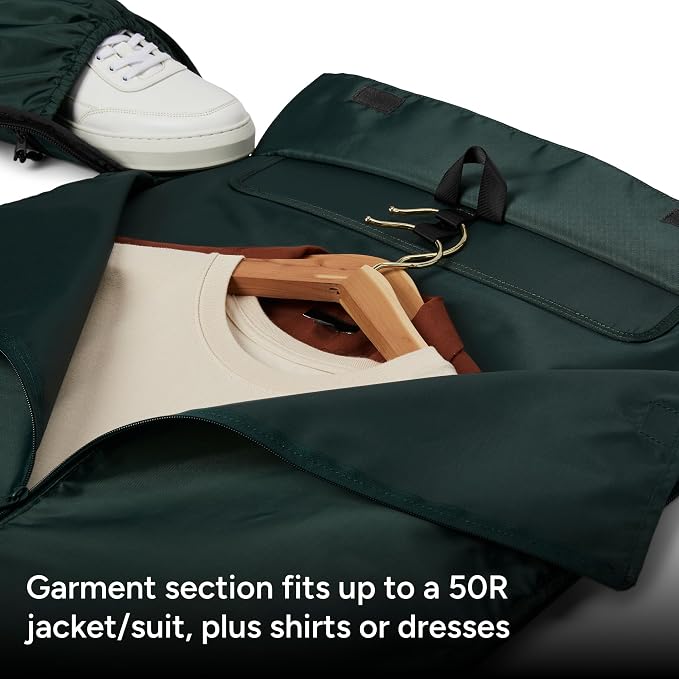 Halfday Convertible 2-in-1 Garment Duffel Weekender Bag 45L: Wrinkle-Free Travel (Hanging Suit Compartment, Shoe Pockets, Trolley Sleeve), Durable & Water-Resistant Carry-on, Hunter - Image 2