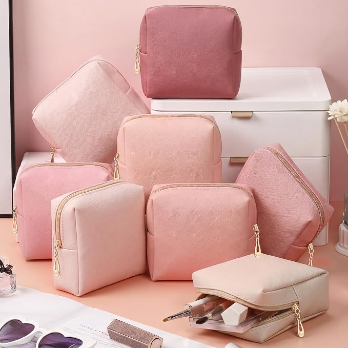Kigeli Aesthetic Makeup Bags PU Leather Cosmetic Pouches Waterproof Plain Toiletry Bags Makeup Pouches Bulk for Women Party Gift Travel Storage Organizer(Purple Series,5.1 x 2 x 5.1 in) - Image 3