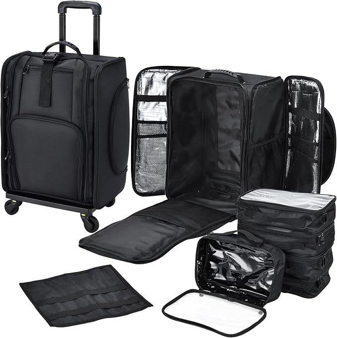 Stagiant Rolling Makeup Case Professional Travel Makeup Organizer Make up Storage Cosmetic Trolley Suitcase Makeup Storage by Stagiant