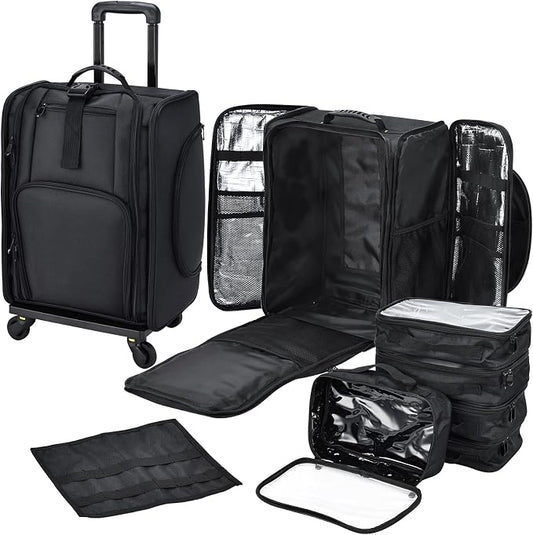 Stagiant Rolling Makeup Case Professional Travel Makeup Organizer Make up Storage Cosmetic Trolley Suitcase Makeup Storage by Stagiant