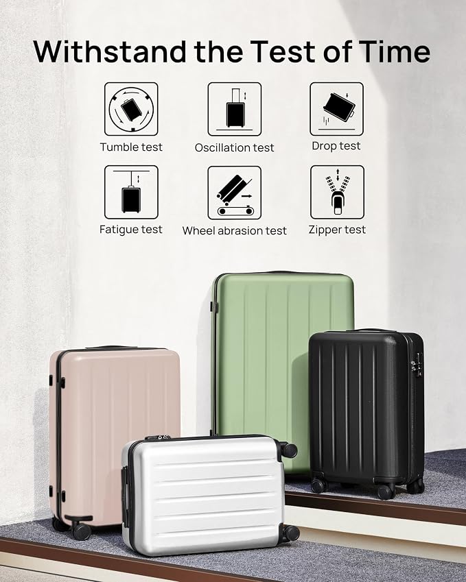 NINETYGO Carry On Suitcase, 20 Inch Carry-On Luggage with Double Spinner Wheels, Dry Wet Separate, PC Hard Case Suitcase, Lightweight Travel Luggage, TSA Approved (Solid White, Danube) - Image 9