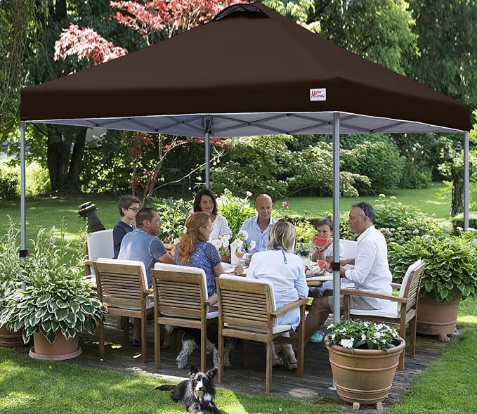MASTERCANOPY 10x10 Pop Up Canopy Tent, 1 Person Setup Instant Shelter,Outdoor Portable Beach Canopy with Roller Bag, 4 Sandbags, 4 Ropes, 8 Stakes (10x10, Brown) - Image 6
