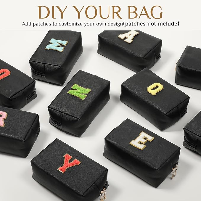 100 Pack Aesthetic Makeup Bags Bulk PU Leather Cosmetic Pouches Waterproof Toiletry Bags Makeup Pouches Bulk for Teen Girls Women Party Gift Travel Storage Back to Teacher Gift (Black) - Image 3