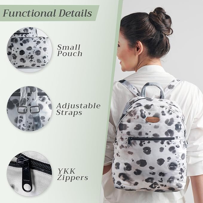 Maison d' Hermine Backpack for Women Men Cotton Shoulder Multipurpose Rucksack with Small Pouch Lightweight Multi Pocket Bag for Travel Work Beach Perfect for Spring Summer (Cheeta) - Image 4