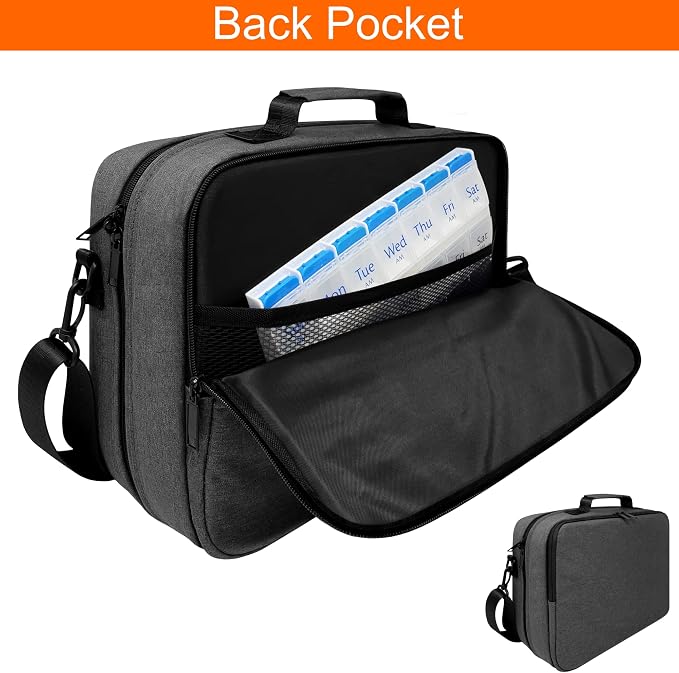 Extra Large Pill Bottle Organizer, Travel Medicine Bag with Lock | Modular prescription bottle organizer with large-capacity storage for vitamins, supplements, med supplies and small devices - Image 6