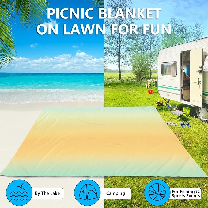 AISPARKY Beach Blanket Waterproof Sandproof Extra Large, Oversized Beach Mat, Quick Drying&Compact&Lightweight, Picnic Blankets Vacation Essentials for Outdoor Beach Camping (108" X 120" (8 Person)) - Image 6