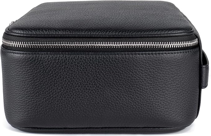 Luxury Genuine Cowhide Leather Cosmetic Organizer Bag – Large Capacity Makeup & Toiletry Travel Case with Compartment, Brush Holder for Women and Men - Image 3