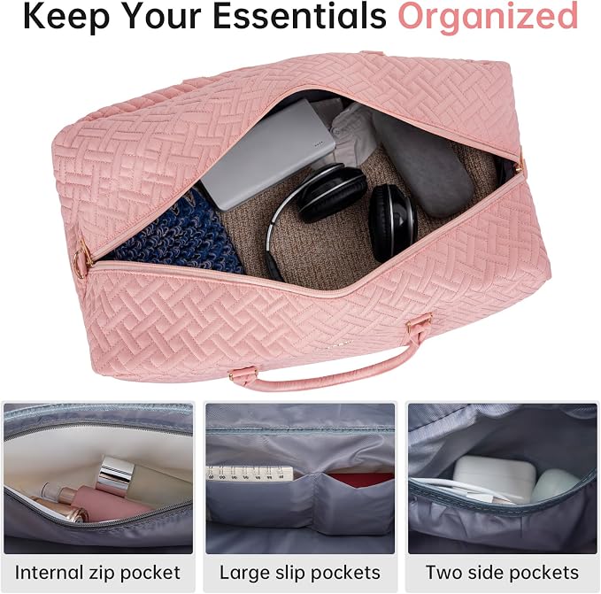 Weekender Bag for Women, 5 Pcs Set Carry on Overnight Bag, 21" Travel Duffel Bag with Waterproof Shoe Compartment for Weekend Travel Business Trip - Image 5