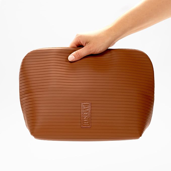 THE VERTI-Vertical Waterproof Makeup & Toiletry Bag | 23-Pocket Organizer with Upright, Fold-Down Design for Skincare, Toiletries & Essentials (Mahogany) - Image 6