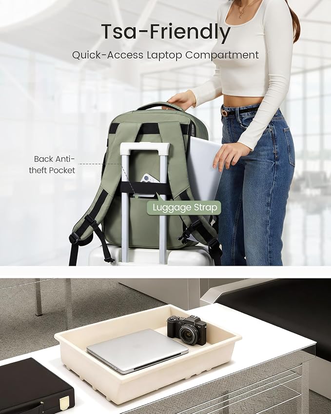 LOVEVOOK 40L Travel Backpack for Women Men, Airline Approved Carry On Luggage with 3 Cubes Accessories, TSA Personal Item Travel Cruise Essentials, Waterproof Weekender Overnight Bags fits 17" Laptop - Image 6