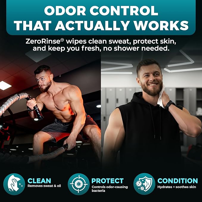 After Gym Body Wipes for Men (4 Pack) – 200 XL No Rinse Shower Wipes + 16 Travel Bath Sheets, 10" x 11.5" Disposable Washcloths for Bathing, Camping, Survival Gear and Travel