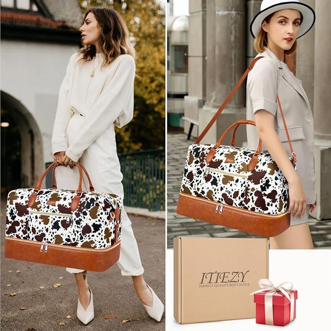 ITIEZY Weekender Overnight Bag for Women - Large Travel Duffel Bag with Shoe Compartment, Gym Duffel Bag Hospital Bag Carry On Tote Bags for Airplanes with Crossbody Bag Toiletry Bag 3Pcs Set - Image 7