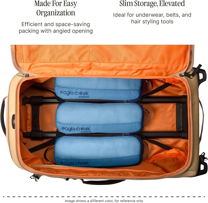 Eagle Creek Pack-It Reveal Slim Cube M/M/M Set - Minimalist Compact Travel Organizer for Hair Styling Tools, Belts & Small Items - Travel Accessories - Black - Image 4
