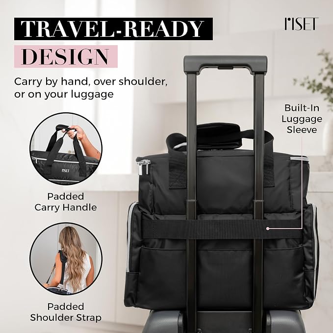 Nail Polish Organizer Case - Structured Spill-Proof Travel Bag with Reinforced Stitching, Strong Zippers, Removable Dividers - Extra Large Manicurist Storage Box in Luxury Gift-Ready Packaging - Black - Image 6