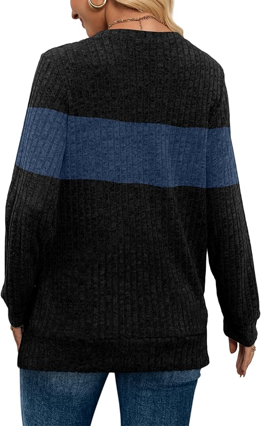 Sampeel V Neck Long Sleeve Shirts for Women Casual Fall Tops Lightweight Tunic Sweaters Fashion Clothes Loose Fit 2025