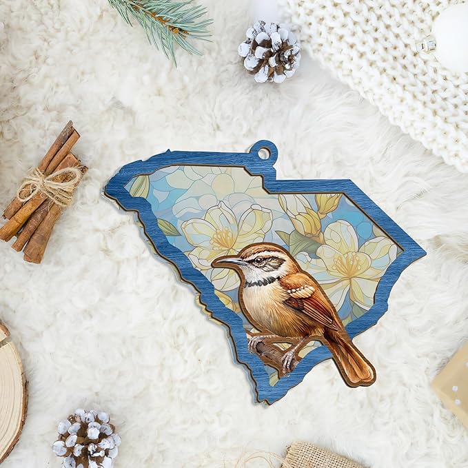 FLAGWIX Christmas South Carolina Gifts for Women Men - Suncatcher Christmas Ornaments 2025 for Xmas Decorations - House Warming Gifts for Men Women Family Friends, Stocking Stuffers for Carolina Decor