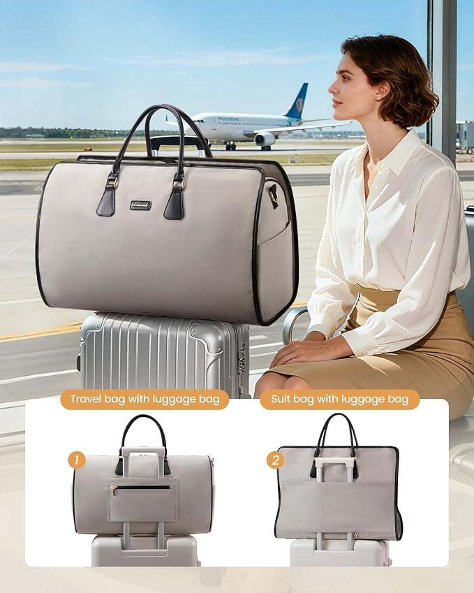LOVEVOOK Garment Bags for Travel,3 in 1 Garment Duffle Bags for Travel with Shoe Pouch,Carry on Garment Bag for Women Men,Hanging Suitcase Suit Dress Business Travel Bag Weekender Bag - Image 6