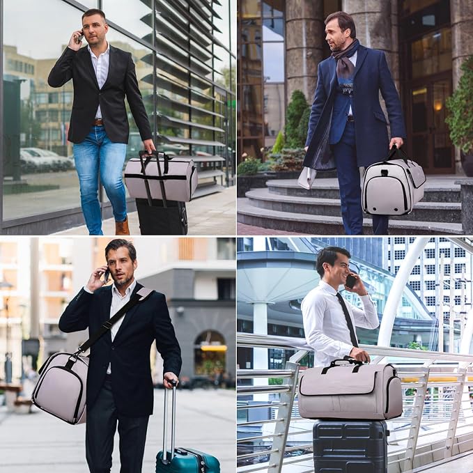 Travel Garment Bag Suit Bags for Men with Shoulder Strap & Shoes Compartment, Water Resistant Carry On Garment Duffle Bag - 2 in 1 Hanging Suit Garment Bags for Travel, Grey - Image 6