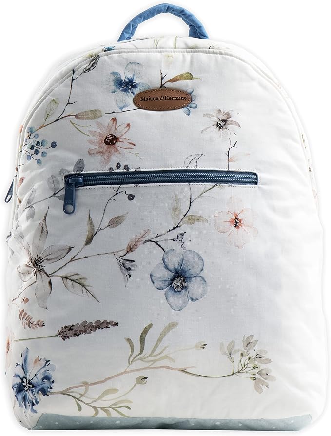 Maison d' Hermine Backpack for Women Men Cotton Shoulder Multipurpose Rucksack with Small Pouch Lightweight Multi Pocket Bag for Travel Work Beach Perfect for Spring Summer (Ice Florals) by MaisondHermine