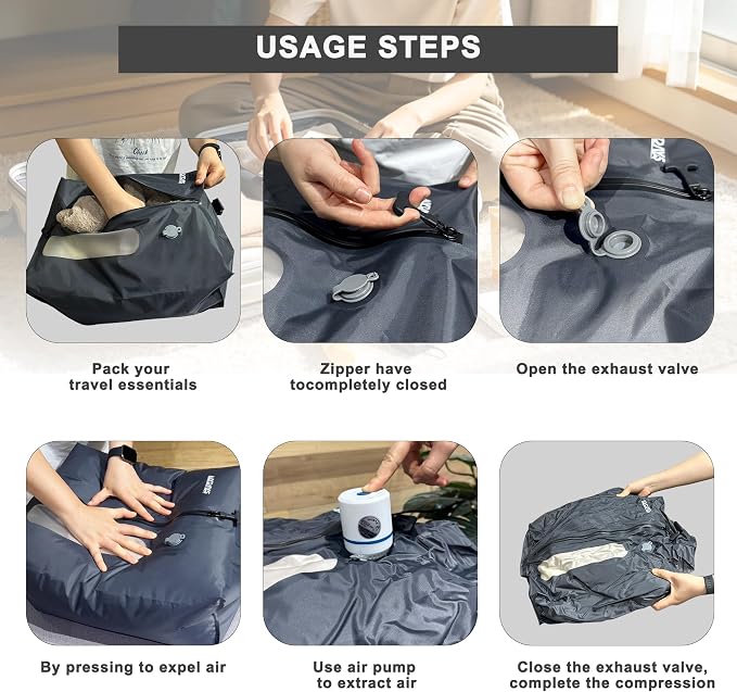 MYDAYS Vacuum Bag for Travel, Professional IPX8 Waterproof Reusable Vacuum Compression Bags for Travel Suitcases, Durable Space Saver Bag(2 PACK,With Pump) - Image 4