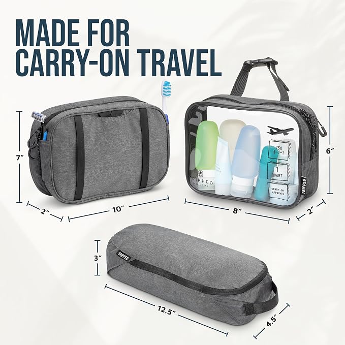 Toiletry Bag Kit 3 Piece Set: Hanging Travel Toiletry Bag + 311 TSA Cosmetic Liquid Bag + Accessory Organizer Pouch - Image 6