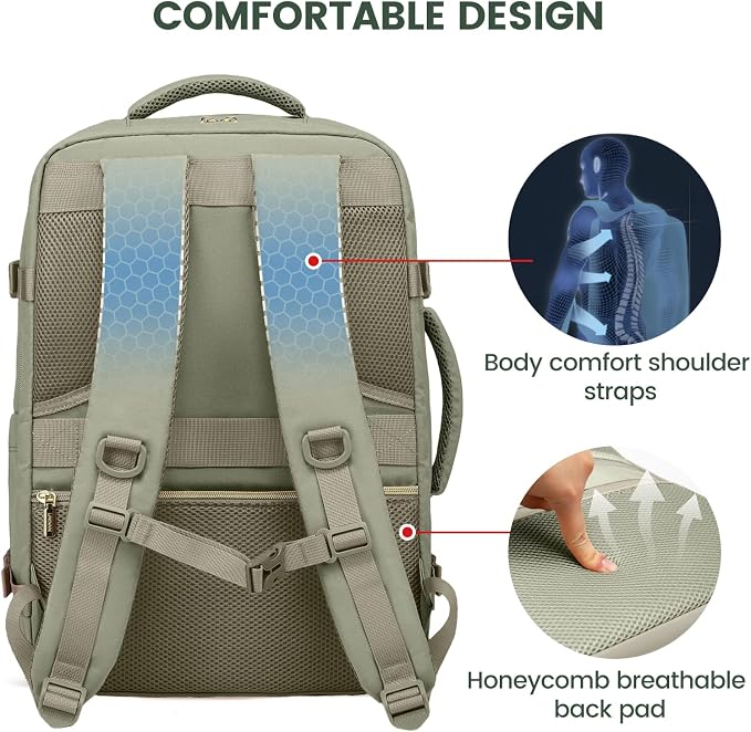 LOVEVOOK Travel Backpack For Women,40L Carry On Backpack Flight Approved,TSA Personal Item Travel Bag Fits 17 Inch Laptop,Business Weekender Overnight Daypack with Toiletry Bag and Cubes - Image 6