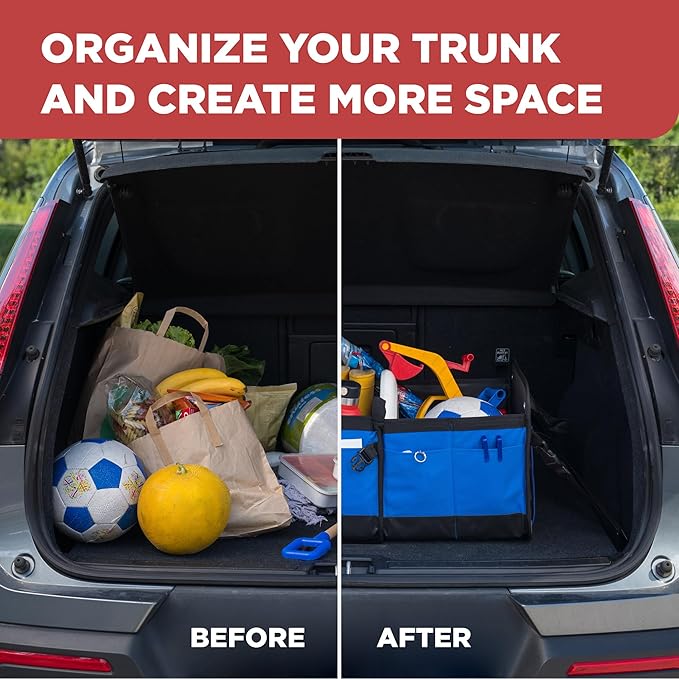 Blue Car Cargo Trunk Organizer for SUV & Auto Storage, Large | Fits Cars, SUVs & Trucks Organizes Sports Gear Keeps Cargo Secure Easy Everyday Storage Space-Saving Car Accessories - Image 6