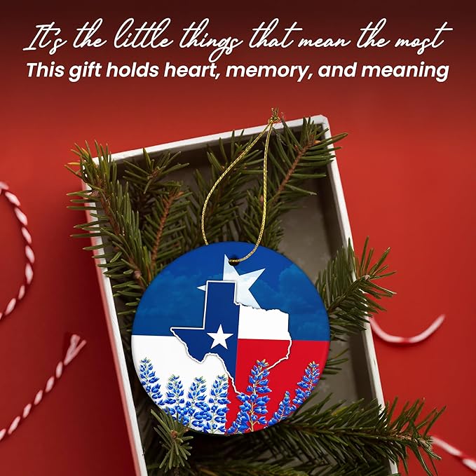 FLAGWIX Christmas Texas Gifts for Women Men - Ceramic Ornaments 2025 for Tree Decorations - Texas Christmas Ornament Gifts for Men Women, State Ornaments for Tree, Birthday Gift for Mom Dad Friends