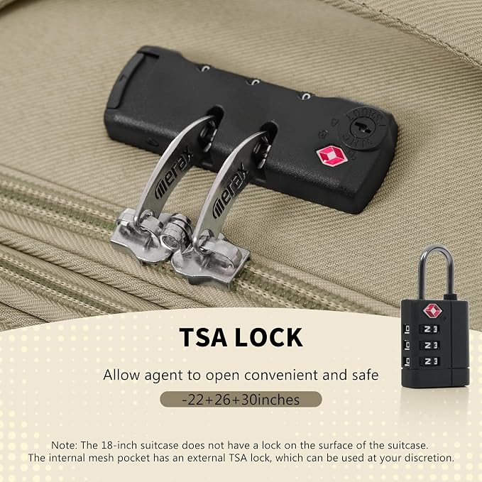 Merax 4 Piece Soft Luggage Set 18/22/26/30,Expandable Suitcase,Khaki | Suitcase Set with TSA Lock,Spinner Wheels,Telescopic Handle,Front Pocket,Lightweight Travel Luggage for Family Trips - Image 7