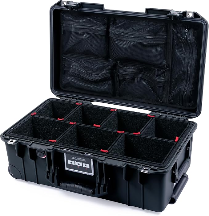 Black Pelican Air 1535 Carry-on Case - with TrekPak Divider System & Mesh Lid Organizer - Black Handles & TSA Locking Latches. by ColorCase