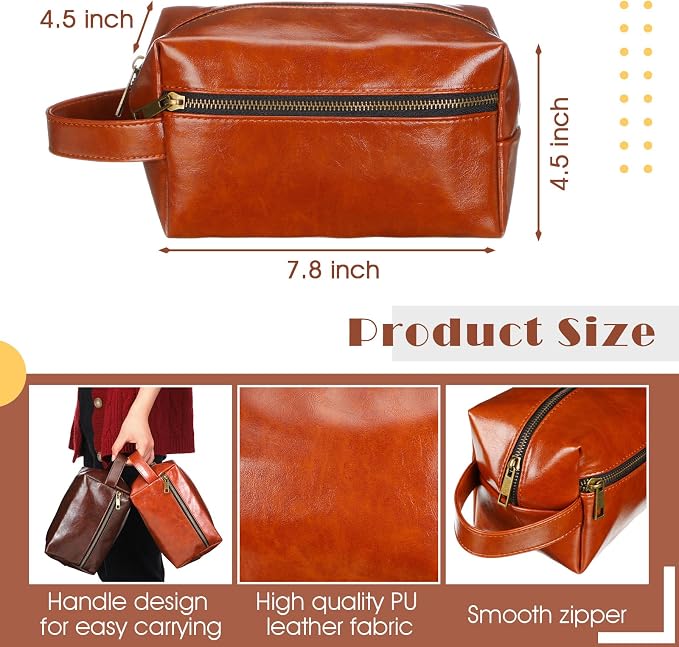 Hillban 10 Pcs Groomsmen Gift Leather Toiletry Bag for Men Travel Shaving Kit Bathroom Bag Make up Cosmetic Proposal Supplies for Wedding Favor Grooming Anniversary Boyfriend Father(Colored) - Image 2